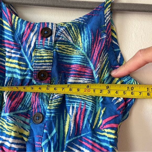 🌼 5/$25 George Girls Tropical Leaf Print Sundress Blue Multicolor Size 8 Rayon - Picture 7 of 11